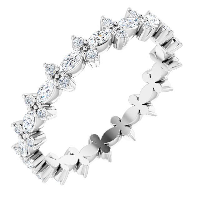 0.59 ct. Prong Set Marquise & Round Diamond Eternity Band-VIRABYANI